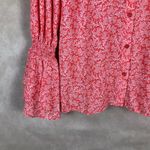 Michael Kors  Printed Smocked Bell Sleeve Top, Sea Coral NEW MEDIUM Photo 5