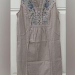 Knox Rose Embroidered Boho Tank Dress Size S Taupe Sleeveless V-Neck Like New Photo 0