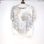 Valentina Naldi Italy 100% Linen Tunic Top Silk Hem Tie Dye Beige Gray Photo 13