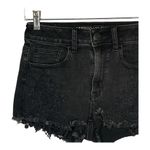 American Eagle  Black Hi-Rise Cut-Off Shorts Super Super Stretch Sz 2 Lace Detail Photo 2