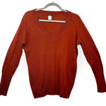 J.Crew  Rust Red Merino Wool Silk V-Neck Sweater Minimalist Workwear M Photo 0