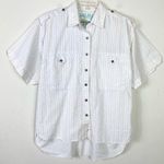 Vintage Mixed Blues White Beachy Pattern Short Sleeve Button Up Shirt Size M Size M Photo 0