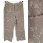 Tahari Women’s Floral Embroidered Ankle Pants Beige Size 10 Nylon Rayon Hi rise Photo 1