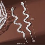 Bebe  Long Serpentine diamond paved crystal snake drop earrings Photo 3