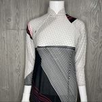 Vintage 70s chiffon snap shirt flowy sheer art deco style unique shirt dress cov White Photo 1