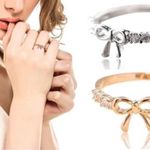 Dainty jewelry silver Bow crystal ring Photo 3