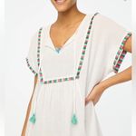 J Crew Fringe beach tunic White Top with Multicolor Trim size S Photo 1
