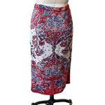 Peruvian Connection  Red, Blue & Ivory Hand Knit Pima Cotton Skirt Size Medium Photo 2