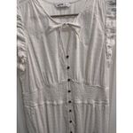 Sonoma  White Textured Swiss Dot Button Front Midi Dress Women XL Ruffle Sleeves Photo 3