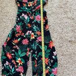 Derek Heart  Jumpsuit Hawaiian Floral Tropical Black Spaghetti Straps Size Large Photo 3