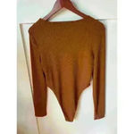 SheIn Brown Ribbed Cut Out High Rise Bodysuit, L Photo 5