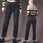 RE/DONE 70s High Rise Stove Pipe Black Jeans Washed Noir Denim Button Fly Sz 26 Photo 1