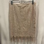 Vintage 80’s? coffee with cream lace tassel skirt stretchy boho gypsy festival Tan Size M Photo 0