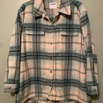 Old Navy Transitional Plaid Utility Shacket Green Size Large Photo 0