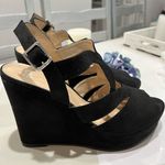 BP B.P. Ankle strap black vegan suede wedge sandal size‎ 8.5 Photo 3