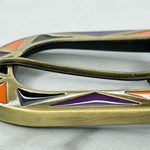 Gold Tone Enamel Orange Purple Black Inlay Simple Basic Belt Buckle Photo 7