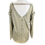Pilcro Anthropologie Women’s Olive‎ Wash Ruffled Sleeve Open Back Long Sleeve S Green Photo 1