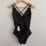 Black Swimsuit Lace‎ Up Open Back Size Large NWT Photo 3