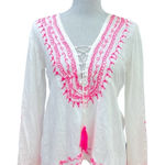 Vintage Havana WHITE AND NEON PINK EMBROIDERED GYPSY
TUNIC TOP size M Photo 0