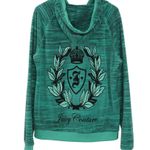 Juicy Couture Y2K  Velour Teal Blue Zipper Hoodie Rhinestone Bling Large Photo 3