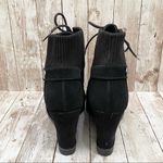 Michael Kors MICHAEL  “Carrigan” Black Suede Wedge Lace Up Booties 8.5 Photo 6