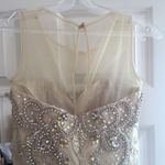 Jovani prom dress size 2 champagne beige beading mesh neck ball gown Photo 5