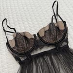 Victoria's Secret Victoria’s Women’s Black Nude Mesh Babydoll Lingerie Lace 34C Sheer Mesh Photo 2