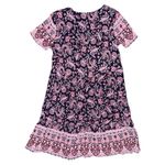 Knox Rose  Boho Paisley V Neck Dress Navy Blue Pink Short Sleeve Women’s Small Photo 2