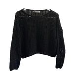 ZARA  Black Crochet Long Sleeve Sweater Top Large Photo 2
