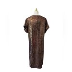 FEMI SEMI Women's Crewneck Sequin Shift Dress Short Sleeve Holiday XL NWT Gold Photo 7