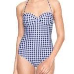 Gap Love By RETRO Molded Bandeau One Piece Swimsuit Sz. M Gingham Pool Beach Photo 0