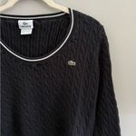 Lacoste Women's Black Cable Knit Crew Neck Sweater Photo 2