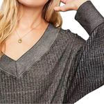 Free People  We The Free South Side Thermal Top Black Waffle Knit Oversized XS Photo 11