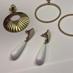 Monet Lot Of 3 Signed  Costume Earrings Pierced - Gold Tone Dangle Photo 6