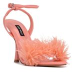 Nine West Peach Orange feather ankle heels sz 6 Photo 4