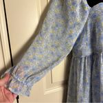 Altar'd State  Puff Sleeve Babydoll Blue Floral Square Neck Mini Dress XL EUC Photo 1