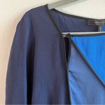 BCBGMAXAZRIA Dress Blue & Black Colorblock Bat Wing Sleeves Mini Dress Sz S GUC Photo 2