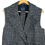 Madewell Black & White Tweed Wool Sleeveless Vest Snap Front Cinch Waist w/ Belt Photo 3
