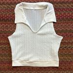 WHITE KNIT COLLARED SLEEVELESS POLO Photo 0