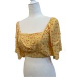 Chaser Yellow Floral Ruffle Crop Top Boho Festival Blouse Size Small Photo 0
