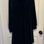 Halara  V Neck Crossover Bishop Long Sleeve High Low Flowy Velvet Midi Dress L Photo 3
