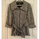 CaroleāLittle black and white animal print tie front blazer jacket 1x Photo 7