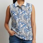 Etro Sleeveless White Blue Paisley Shirt Size 44/Medium Photo 0