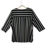 Adrianna Papell  Square Neck Top Shirt Plus Sz 1X‎ Black Tan Stripes Office Work Photo 1