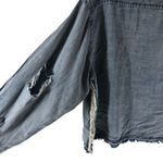 Vintage Havana Womens Chambray Top Button Down Distressed Oversized Blue S Photo 2