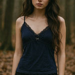 Vintage American Eagle Y2K Bella Swan Babydoll Cami Tank Small Navy Blue Retro Photo 0