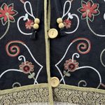 Coldwater Creek  Jacket Linen Cotton Blend Embroidered Boho‎ Art Floral Crochet M Photo 1