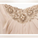 JS Collection Ashley Draped Column Gown Champagne Beaded Formal Dress Sz 12 NWT Gold Photo 4