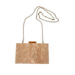 None Acrylic Clutch Bag with Removable Chain Shoulder Strap Peach and Gold Photo 2