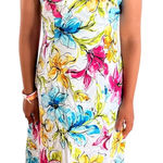 Mia Paluzzi Strapless Hibiscus Mini Dress Tropical Floral Print Size 2 Y2K Party White Photo 0